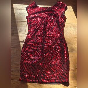 Guess Red and Black Sequin Dress